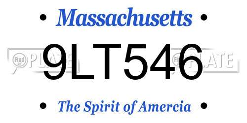 9LT546 Massachusetts License Plate