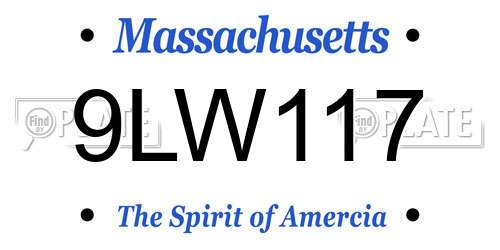 9LW117 Massachusetts License Plate