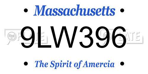 9LW396 Massachusetts License Plate