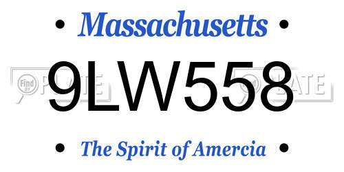 9LW558 Massachusetts License Plate