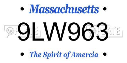 9LW963 Massachusetts License Plate
