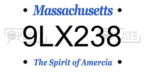 9LX238 Massachusetts License Plate