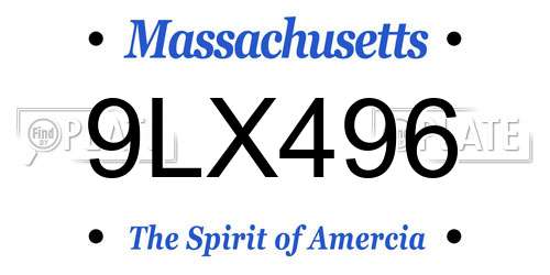 9LX496 Massachusetts License Plate