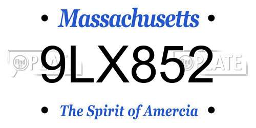 9LX852 Massachusetts License Plate