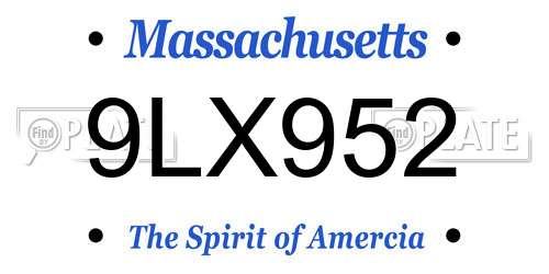 9LX952 Massachusetts License Plate