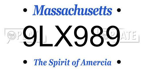 9LX989 Massachusetts License Plate