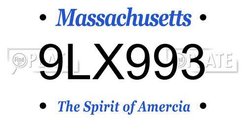 9LX993 Massachusetts License Plate