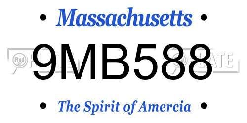 9MB588 Massachusetts License Plate