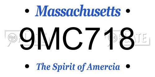 9MC718 Massachusetts License Plate