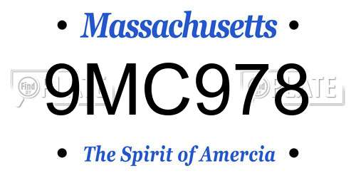 9MC978 Massachusetts License Plate