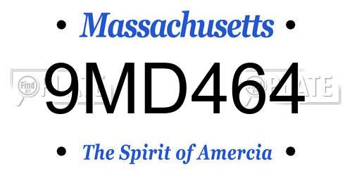 9MD464 Massachusetts License Plate