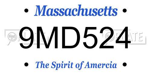 9MD524 Massachusetts License Plate