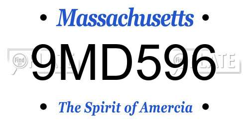 9MD596 Massachusetts License Plate