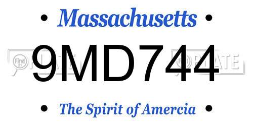 9MD744 Massachusetts License Plate