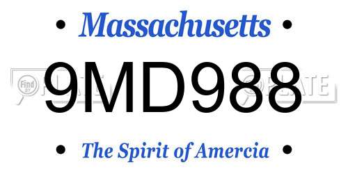 9MD988 Massachusetts License Plate