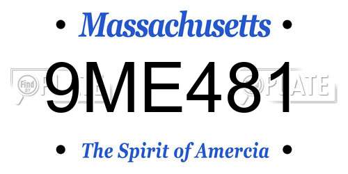 9ME481 Massachusetts License Plate