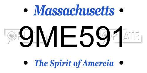 9ME591 Massachusetts License Plate