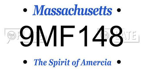 9MF148 Massachusetts License Plate