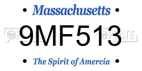 9MF513 Massachusetts License Plate