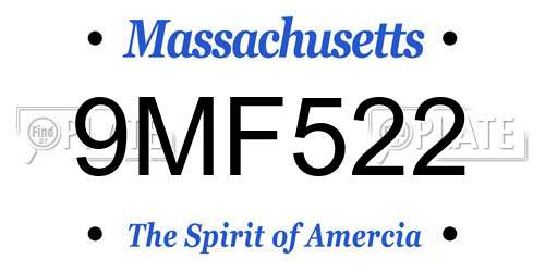 9MF522 Massachusetts License Plate