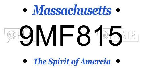 9MF815 Massachusetts License Plate