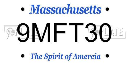 9MFT30 Massachusetts License Plate