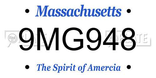 9MG948 Massachusetts License Plate