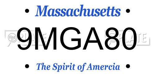 9MGA80 Massachusetts License Plate