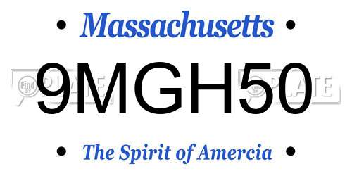 9MGH50 Massachusetts License Plate