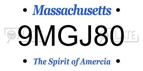 9MGJ80 Massachusetts License Plate