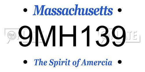 9MH139 Massachusetts License Plate
