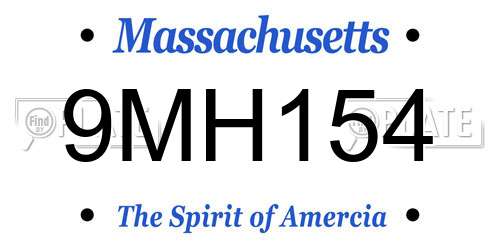 9MH154 Massachusetts License Plate