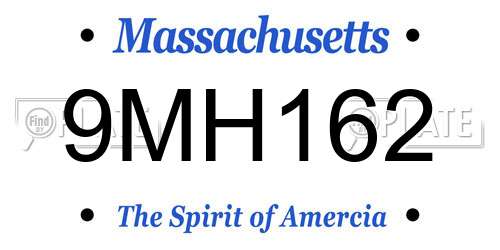 9MH162 Massachusetts License Plate