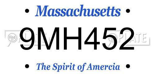 9MH452 Massachusetts License Plate