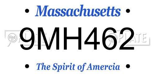 9MH462 Massachusetts License Plate