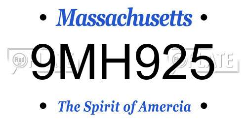 9MH925 Massachusetts License Plate