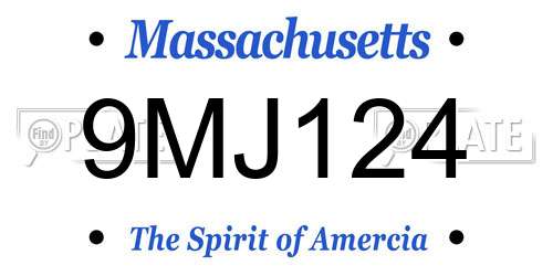 9MJ124 Massachusetts License Plate