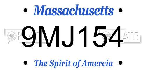 9MJ154 Massachusetts License Plate