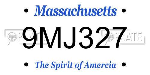 9MJ327 Massachusetts License Plate