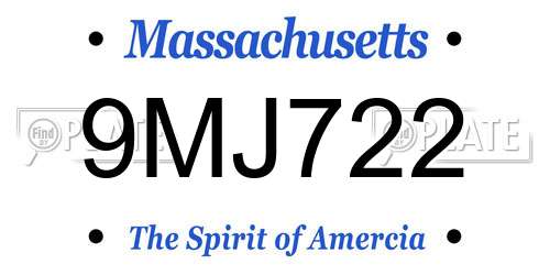 9MJ722 Massachusetts License Plate