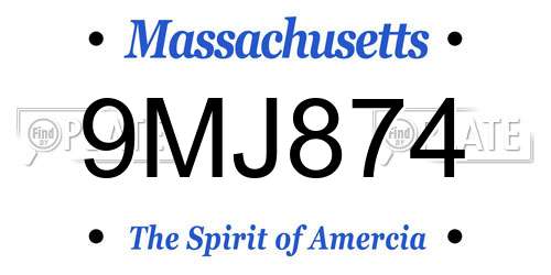 9MJ874 Massachusetts License Plate