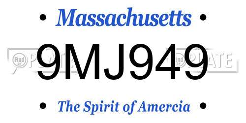 9MJ949 Massachusetts License Plate