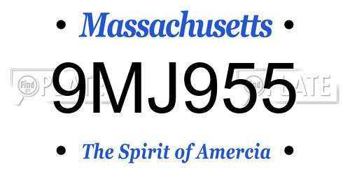 9MJ955 Massachusetts License Plate