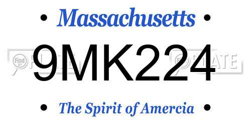 9MK224 Massachusetts License Plate
