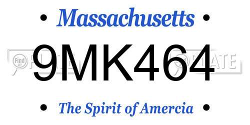 9MK464 Massachusetts License Plate