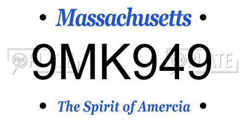 9MK949 Massachusetts License Plate