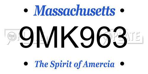 9MK963 Massachusetts License Plate