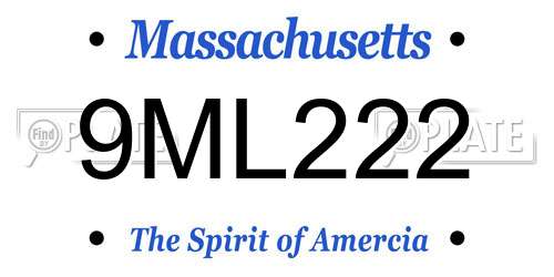 9ML222 Massachusetts License Plate
