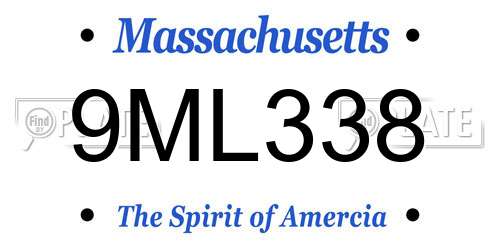 9ML338 Massachusetts License Plate