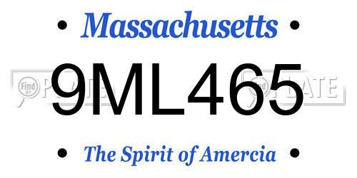 9ML465 Massachusetts License Plate